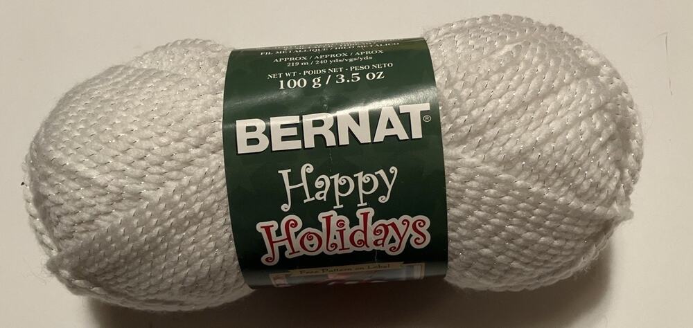 Bernat Happy Holidays Yarn 1 Skein- Twinkly White. 3.5 Oz